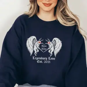 Personalized Mothman Couple Shirt Gothic Custom Cryptid Valentine Anniversary Gift Dark Aesthetic