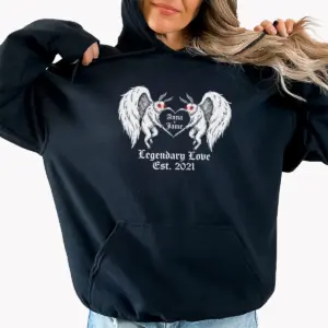 Personalized Mothman Couple Shirt Gothic Custom Cryptid Valentine Anniversary Gift Dark Aesthetic