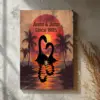 Personalized Nessie Couple Canvas Retro Tropical Sunset Loch Ness Monster Valentine Anniversary Art