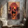 Personalized Nessie Couple Canvas Retro Tropical Sunset Loch Ness Monster Valentine Anniversary Art