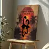 Personalized Nessie Couple Canvas Retro Tropical Sunset Loch Ness Monster Valentine Anniversary Art