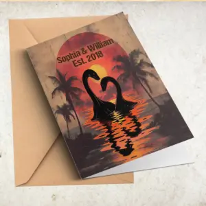 Personalized Nessie Couple Card | Retro Tropical Sunset Loch Ness Monster Valentine Greeting Card 9 Personalized Nessie Couple Card Retro Tropical Sunset Loch Ness Monster Valentine Greeting Card