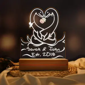 Personalized Nessie Couple Night Light Custom Name Loch Ness Monster LED 3D Lamp Valentine