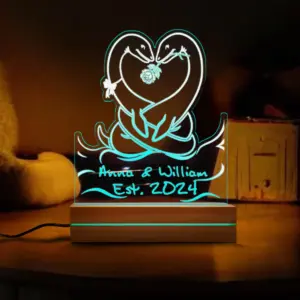 Personalized Nessie Couple Night Light | Custom Name Loch Ness Monster 3D Lamp Valentine Anniversary Gift 14 Personalized Nessie Couple Night Light Custom Name Loch Ness Monster LED 3D Lamp Valentine