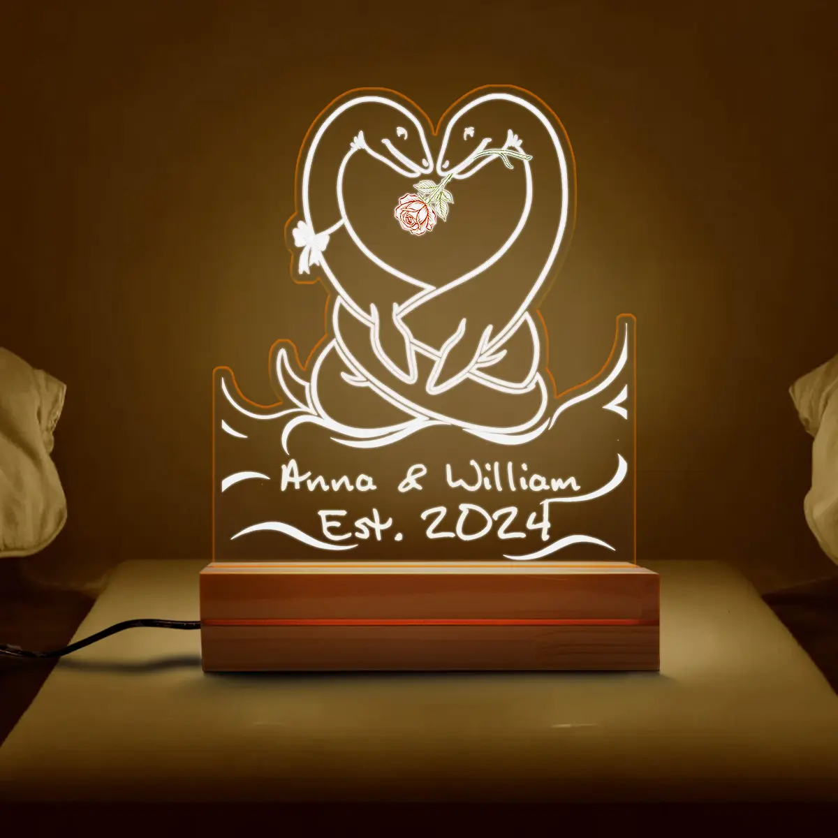 Personalized Nessie Couple Night Light | Custom Name Loch Ness Monster 3D Lamp Valentine Anniversary Gift 8 Personalized Nessie Couple Night Light Custom Name Loch Ness Monster LED 3D Lamp Valentine