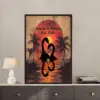Personalized Nessie Couple Poster Retro Tropical Sunset Loch Ness Monster Valentine Anniversary Gift