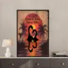 Personalized Nessie Couple Poster Retro Tropical Sunset Loch Ness Monster Valentine Anniversary Gift