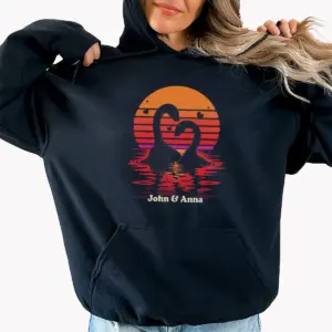 Personalized Nessie Couple Shirt | Retro Sunset Loch Ness Monster Valentine Gift Custom Name 12 Personalized Nessie Couple Shirt Retro Sunset Loch Ness Monster Valentine Gift Custom Name