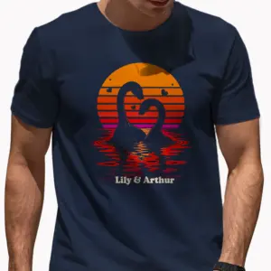 Personalized Nessie Couple Shirt | Retro Sunset Loch Ness Monster Valentine Gift Custom Name 9 Personalized Nessie Couple Shirt Retro Sunset Loch Ness Monster Valentine Gift Custom Name