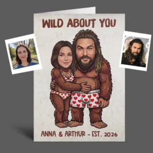 Funny Custom Face Bigfoot Couple Card | Personalized Sasquatch Valentine Anniversary Gift 11 Personalized Sasquatch Valentine Stationery Custom Face Bigfoot Card