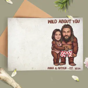 Funny Custom Face Bigfoot Couple Card | Personalized Sasquatch Valentine Anniversary Gift 12 Personalized Sasquatch Valentine Stationery Custom Face Bigfoot Card