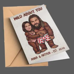 Funny Custom Face Bigfoot Couple Card | Personalized Sasquatch Valentine Anniversary Gift 13 Personalized Sasquatch Valentine Stationery Custom Face Bigfoot Card