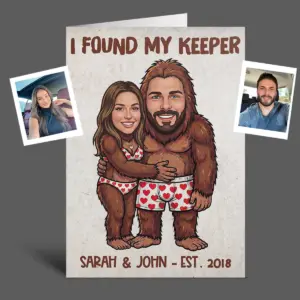 Funny Custom Face Bigfoot Couple Card Personalized Sasquatch Valentine Anniversary Gift