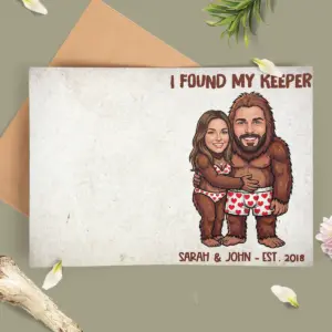 Funny Custom Face Bigfoot Couple Card | Personalized Sasquatch Valentine Anniversary Gift 9 Personalized Sasquatch Valentine Stationery Custom Face Bigfoot Card