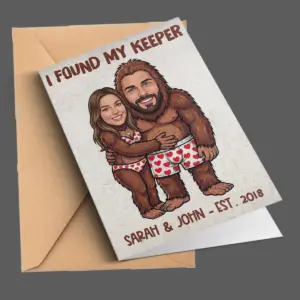 Funny Custom Face Bigfoot Couple Card | Personalized Sasquatch Valentine Anniversary Gift 10 Personalized Sasquatch Valentine Stationery Custom Face Bigfoot Card