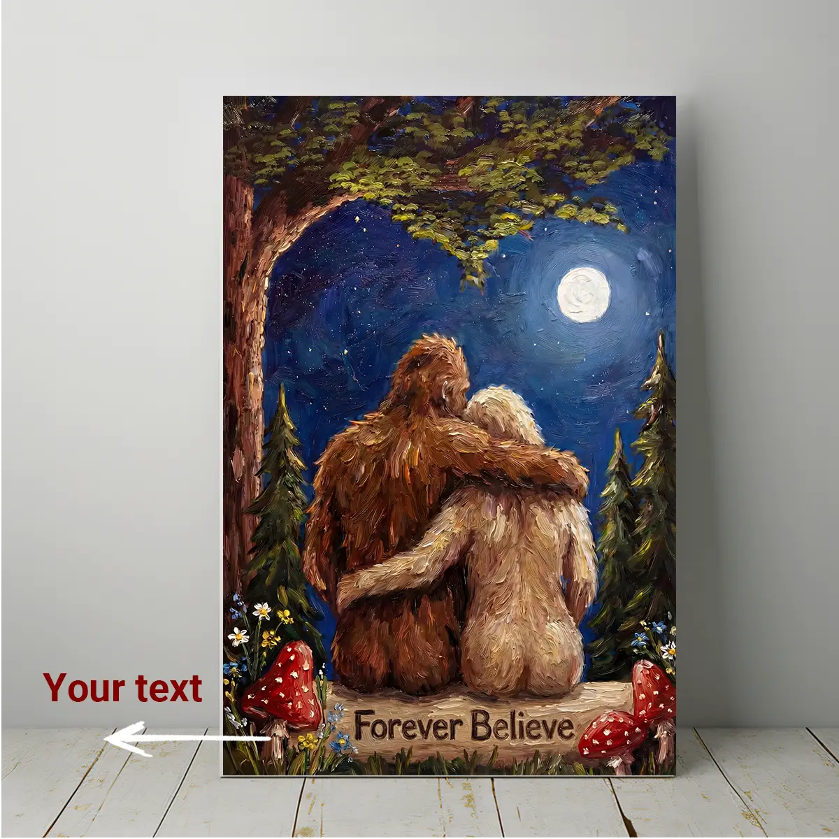 Personalized Van Gogh Bigfoot Couple Canvas | Romantic Oil Painting Style Sasquatch Valentine Art Decor 6 Personalized Van Gogh Bigfoot Couple Canvas Romantic Oil Painting Style Sasquatch Valentine Art