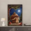 Personalized Van Gogh Bigfoot Couple Poster Romantic Oil Painting Style Sasquatch Valentine Art