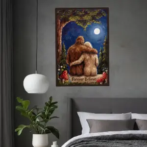 Personalized Van Gogh Bigfoot Couple Poster Romantic Oil Painting Style Sasquatch Valentine Art