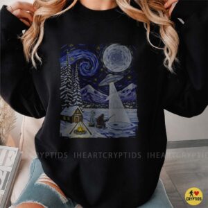 Alien Ice Fishing UFO Starry Night Winter Shirt