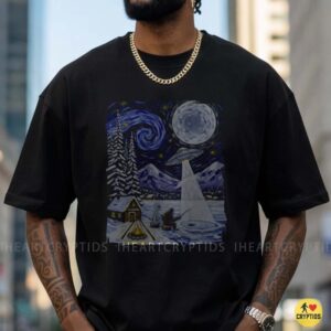 Alien Ice Fishing UFO Starry Night Winter Shirt
