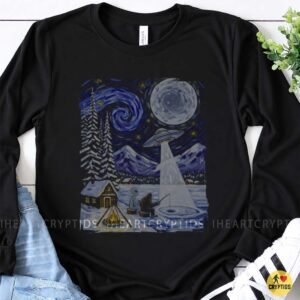 Alien Ice Fishing UFO Starry Night Winter Shirt