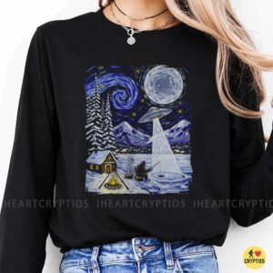 Alien Ice Fishing UFO Starry Night Winter Shirt