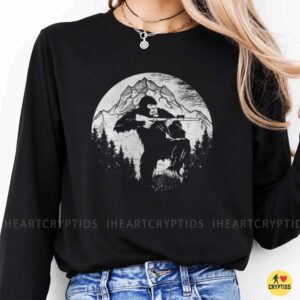 Bigfoot Aiming Rifle Full Moon Mountain Forest Sasquatch Hunting T-Shirt 8 Bigfoot Aiming Rifle Full Moon Mountain Forest Sasquatch Hunting Shirt