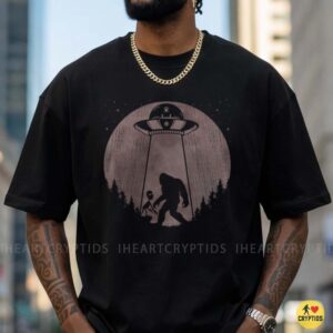 Bigfoot Alien Abduction UFO Spaceship Full Moon Forest Cryptid T-Shirt 8 Bigfoot Alien Abduction UFO Spaceship Full Moon Forest Cryptid Shirt