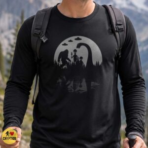 Bigfoot Alien Loch Ness Monster Moon Reflection Cryptid Squad Silhouette Shirt