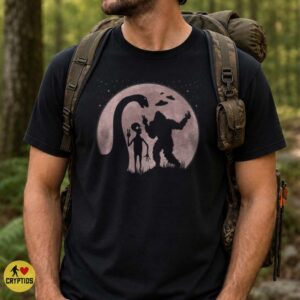 Bigfoot Alien Loch Ness Monster UFO Cryptid Squad Moon Silhouette Shirt