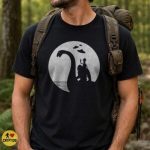Bigfoot Alien Loch Ness Monster UFO Moon Cryptid Friends Silhouette Shirt
