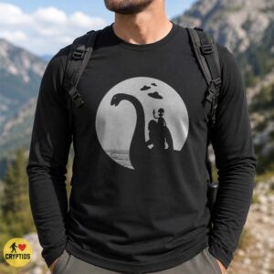 Bigfoot Alien Riding Loch Ness Monster UFO Cryptid Funny Shirt