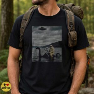 Bigfoot Alien Riding Loch Ness Monster UFO Funny Shirt