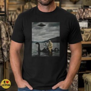 Bigfoot Alien Riding Loch Ness Monster UFO Funny Shirt
