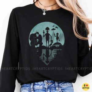 Bigfoot Alien UFO Squad Full Moon Forest Reflection Cryptid Shirt