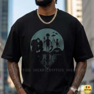 Bigfoot Alien UFO Squad Full Moon Forest Reflection Cryptid Shirt