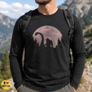 Bigfoot and Loch Ness Monster Full Moon Silhouette Cryptid T-Shirt 5 Bigfoot and Loch Ness Monster Full Moon Silhouette Cryptid Shirt