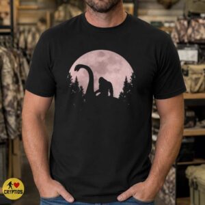 Bigfoot and Loch Ness Monster Full Moon Silhouette Cryptid Shirt
