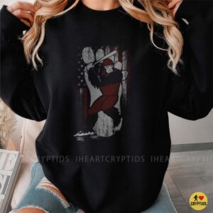 Bigfoot Baseball Batter American Flag Sasquatch Patriotic Shirt
