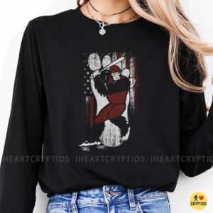Bigfoot Baseball Batter American Flag Sasquatch Patriotic Shirt