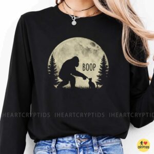 Bigfoot Boop The Cat Funny Sasquatch Full Moon Forest Silhouette Cute Cryptid Cat Lover T-Shirt 9 Bigfoot Boop The Cat Funny Sasquatch Full Moon Forest Silhouette Cute Cryptid Cat Lover Shirt