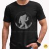 Bigfoot Carrying Cat Starry Night Forest Silhouette Funny Shirt