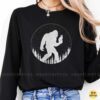 Bigfoot Carrying Cat Starry Night Forest Silhouette Funny Shirt