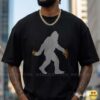 Bigfoot Carrying Pizza Slices Funny Cryptid Pizza Lover Walking Silhouette Shirt