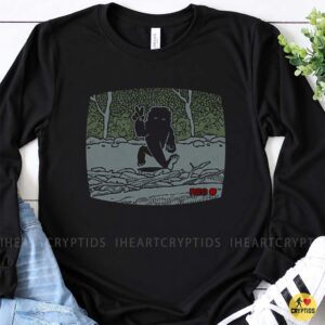 Bigfoot Caught On Camera Peace Sign VHS Recording Funny Shirt