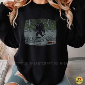 Bigfoot Caught On Camera Peace Sign VHS Recording Funny Shirt