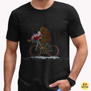 Bigfoot Christmas Bike Ride Santa Sasquatch Funny Shirt