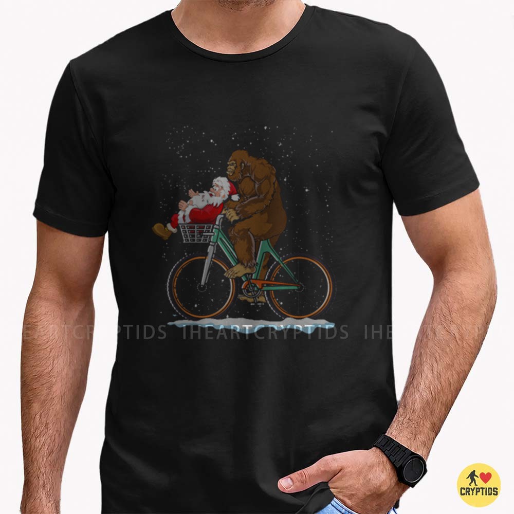 Bigfoot Christmas Bike Ride Santa Sasquatch Funny T-Shirt 2 Bigfoot Christmas Bike Ride Santa Sasquatch Funny Shirt