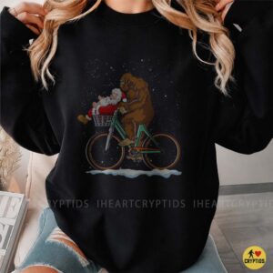 Bigfoot Christmas Bike Ride Santa Sasquatch Funny Shirt