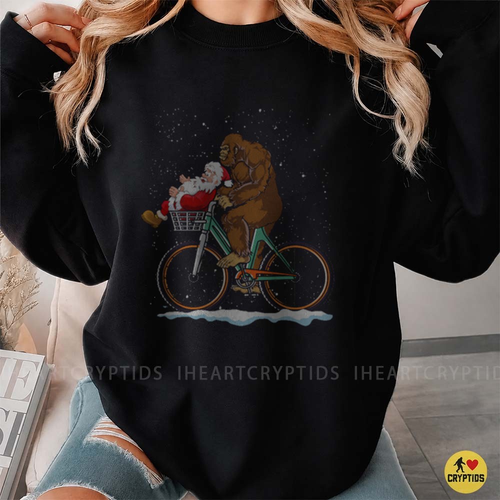 Bigfoot Christmas Bike Ride Santa Sasquatch Funny T-Shirt 4 Bigfoot Christmas Bike Ride Santa Sasquatch Funny Shirt